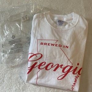 Brewed in Georgia TShirt Adult Size Small White with Georgia Outline